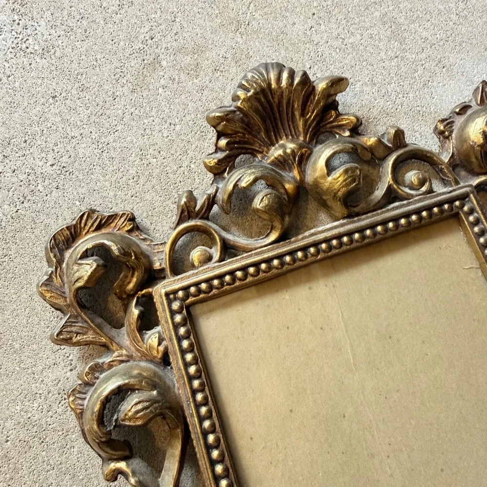 Vintage Picture Frame Victorian Gold‎ Baroque Rococo Brass Gilt Metal Scrollwork